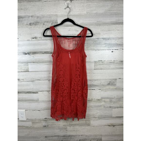 Free People Red Lace Sheer Slip Dress XS – Boho Party / Date Night Look - Picture 5 of 12